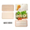 Microwave Double Layer Lunch Box 1500ml Wooden Feeling Salad Bento A Free Portable Container Workers Student Y200429