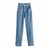 Toppies Donna Jeans lunghi 115 cm Vita alta Pantaloni in denim con spacchi laterali a vita alta Pantaloni femminili 210809