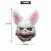 Halloween Designer White Bunny Rabbit Mask Bloody Creepy Horror Killer Masque Spaventoso Maschere per adulti Vestito