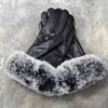 Gants d'hiver Design classique 2021 gants en cuir chaud en fourrure de lapin à écran tactile pour femmes