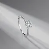 Personality Trend Simple S925 Sterling Silver Platinum - Simulação de Seis-garra Moissanite Anel de diamante Frio Moda Jóias