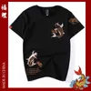 Yaz Marka İşlemeli Kısa Kollu T-Shirt Erkek Sazan Etnik Tarzı Gevşek Büyük Boy Pamuk Yarım Kollu Gömlek 210716