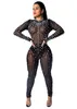 Jumpsuits femininos Macsuits 2021 Mulheres Verão Sexy Sexin Sexin Slee-Throut Zipper Diamantes Bodysuits Playsuit Club Beading Party Outf