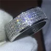 Pierścienie ślubne luksusowe zamorki ustawione 250pcs cyrkon kryształ pierścień wypełniony białym złotym zespołem zaręczynowym dla kobiet mężczyzn bijoux