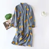 Japanse kimono dressing jurk lente en herfst dames katoen crêpe doek dunne zomer badjas home service nachtkleding badjas 210924