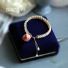 Sinzry Original Handmade Freshwater Pearl Preserved Rose Flower Elegant Charm Bangles Personality Pearl Jewelry Q0720
