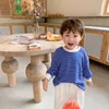 Autumn Brother and sister casual striped long sleeve sweatshirts pure children cotton loose boys short Top girls dress 210615