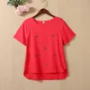 100% Cotton Plus Size 6XL Women Spring Summer Style T-Shirts Tops Lady Casual Half Sleeve Embroidery Tees Shirts DF2465 210609