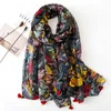 Visrover Long Scarves 2021ファッションスカーフviscose Shaw Hijabスカーフ熱帯プリントビーチドレストップサマースカーフ女性レディースQ0828