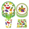 Engångs servis sommarhawaii frukt ananas baby shower party tabellplattor cup citron vattenmelon gratulfödelsedagsmaterial