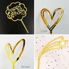 Happy Birthday Acrylic Cake Topper Gold Garland LOVE Heart Cupcake For Wedding Party Decorations Supplies Y200618