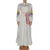Casual Dresses African Clothing Women's Maxi Long Dress White Gowns Fashion High Quality Elegant Chic Embroidered Cake Clothes