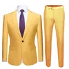 Männer Anzüge Slim Fit Business Uniform Büro Anzug Hochzeit Bräutigam Party 2-teilige Jacke Hosen Kerbe Revers Single Button formal Casual X0909