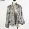 Chaqueta de piel de conejo de punto Chaqueta de piel de moda popuplar Abrigo de piel de invierno para mujeres * Harppihop 210925