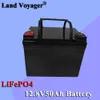 Land Voyager 12V 50Ah phosphate de fer au lithium à cycle profond2021 pack de batteries rechargeables 12.8V 50Ah Life Cycles 4000 avec chargeur 100A BMS 14.6V10A