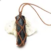 Smycken halsband hängsmycke naturlig kristall svart turmalin grov handvävd rå malm retro energi unisex