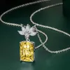الوردي ماس الأميرة المربع ميدان قلادة الماس الأزياء المأدبة المشاركة الكنز الأصفر الماس الزركون قلادة المجوهرات