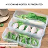 Bidoni di immagazzinaggio di plastica Contenitori di stoccaggio del frigorifero Contenitori di stoccaggio dell'alimento con coperchio per la cucina Frigorifero Cabinet Freezer Desk Desk Organizer 210315