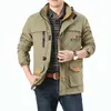 Veste pour hommes coton hiver marque extérieure vintage épais manteau hommes automne mode patchwork poches imperméables chapeau s 211110