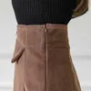 Lente herfst nerts fleece rok hoge taille onregelmatige A-lijn met veilige shorts one-step korte vrouwen plus size 210601