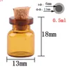 50pcs 0.5ml Amber Mini Glass Flaskor Söt med Cork Stoppar Tiny Jar Flaskor DIY Craftgood Qty