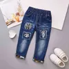 Jeans pour tout-petits pour bébés garçons, salopette en jean doux, vêtements pour enfants de 2 3 4 5 6 ans, pantalons de jeans graffitis pour bébés garçons G1220