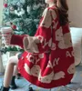 Moda damska swetry dzianinowy projektant dekolt w serek dzianinowy sweter dziewczyna luźny sweter z długimi rękawami płaszcz jesienne zimowe płaszcze dresowe rozmiar S-2XL