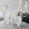 Gold Inlay Edge Glass Cup Kawy Mleko Whisky Wino Przezroczyste Woda Picie Kreatywne Prezent Piórkowy Drinkware