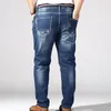 Jeans di grandi dimensioni Uomo 6XL 7XL 8XL 180KG Abbigliamento Pantaloni Homme Pantaloni larghi dritti elasticizzati Denim Blue Plus Jean Pantaloni strappati di marca