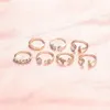 웨딩 반지 7pcs 세트 여성 Anillos Jewelry Bague Femme 반지 세트 조정 가능한 소녀 펑크 액세서리 패션 Schmuck Jewellery285Z