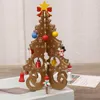 Zapasy imprezowe 6 sztuk drewnianych choinek dziecięce ręcznie robione majsterkowanie trójwymiarowe świąteczne drzewa Layout Layout