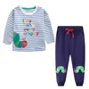 Jumping Meters Arrival Autumn Spring Embroidered Boys Girls Clothing Sets Long Sleeve Top + Bottom Outfits Kid 220117