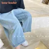 Bear Leader Girls Spring Autumn Jeans Summer Fashion Korean Style Kids Baby Solid Color Pants Casual Straight Pants 210708