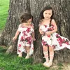 0-5t tjejer klänningar 2021 Ny sommar mode toddler baby barn blommig tryck ärmlös kläder fest bib strap tutu klänning flicka barn