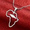 Correntes de aço inoxidável cor de ouro unisex na moda África Jamaica Mapas Pingentes Colares para mulheres Homens African Jewelry presentes