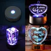 LED Night Lights Colorful Luminous Base Lamp Laser Rotating Crystal Display Stand Electric Light Round Displays Bases with Transparent Objects