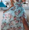 Dames V-hals Floral Long Boho Vakantie Vintage Maxi Jurk Avondfeest Cocktail 147 Q2