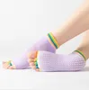 2021 Fashion Half Five Five Fingers Cotton Toless Yoga Calze da yoga antiscivolo Peep Toes Pilates Caviglia Grip Durevole Aperto Aperto Anti-Slip Pilates Pilates Slipper