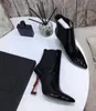 Litera Heel Women's Boots 2021 Zima Klasyczna Wszechstronna Styl Styka Zipper Projekt Skórzany Materiał Rozmiar 35-41