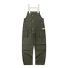 Men's Jeans Loose Pocket Cargo Bib Overalls Trendy Pure Color Jumpsuits Working Clothing Coveralls