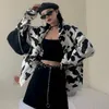 Giacche da donna Coreano Streetwear Streetwear Retrò Cow Print Casual Skin Denim Giacca Donne Donne