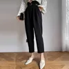 Women Bud Pant Spring Summer Ladies Office Solid Casual Trousers Black Ankle-Length Female 210608