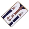Unisex Four Elastic Suspenders Belt Adjustable Strap Strong Clips Gift Box