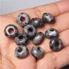 10pcs Natural 5mm Big Hole Jades Jaspe Stone Crystal European Spacer Beads Charm for Jewelry Making Bracelet Accessories 8x14mm