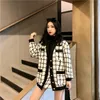 Autumn Winter Fashion Two Piece Dress Women Long Sleeve Tweed Wool Jacket Coat+Mini Skirt Ladies Vintage Clothing Sets