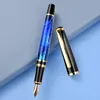 Füllfederhalter, Metall- und Harz-Zelluloid-Stift, schöne blaue Marmormuster, Iridium, 0,5 mm Feder, Schreiben, Büro, Business-Tinte