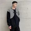 Men's Hoodies & Sweatshirts Men Trend Fashion Streetwear Hip Hop Loose Pullover Tops Autumn Plaid Vest Splice Sweatshirt