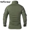 refire 기어 남자 육군 전술 셔츠 Swa 군인 군사 전투 - 셔츠 긴 소매 위장 셔츠 페인트 볼 5XL 220309