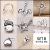 Configurações de jóias S925 Sier Sier Pingente Zircão Colar de pérolas 16 estilos Forma para mulheres em branco DIY Drop entrega 2021 O4VHQ