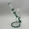 2021 glass water pipe 11 to 14 Inches Green Hookah Glass Bong Dabber Rig Recycler Pipes Water Bongs Smoke Pipe 14.4mm Female Joint with Quartz Banger